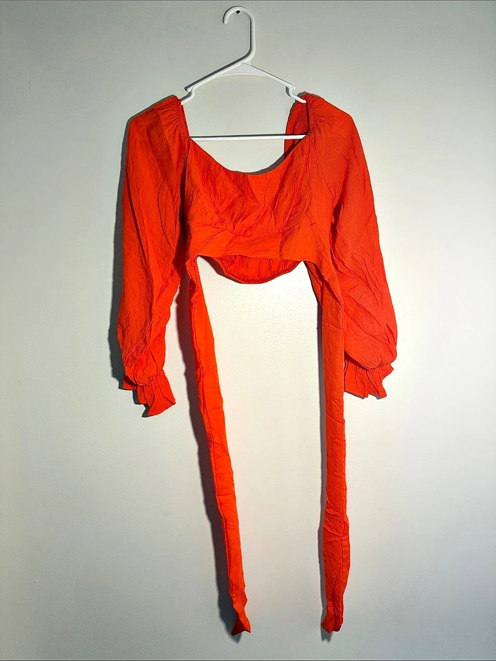SHEIN Orange Tie-Front Crop Top